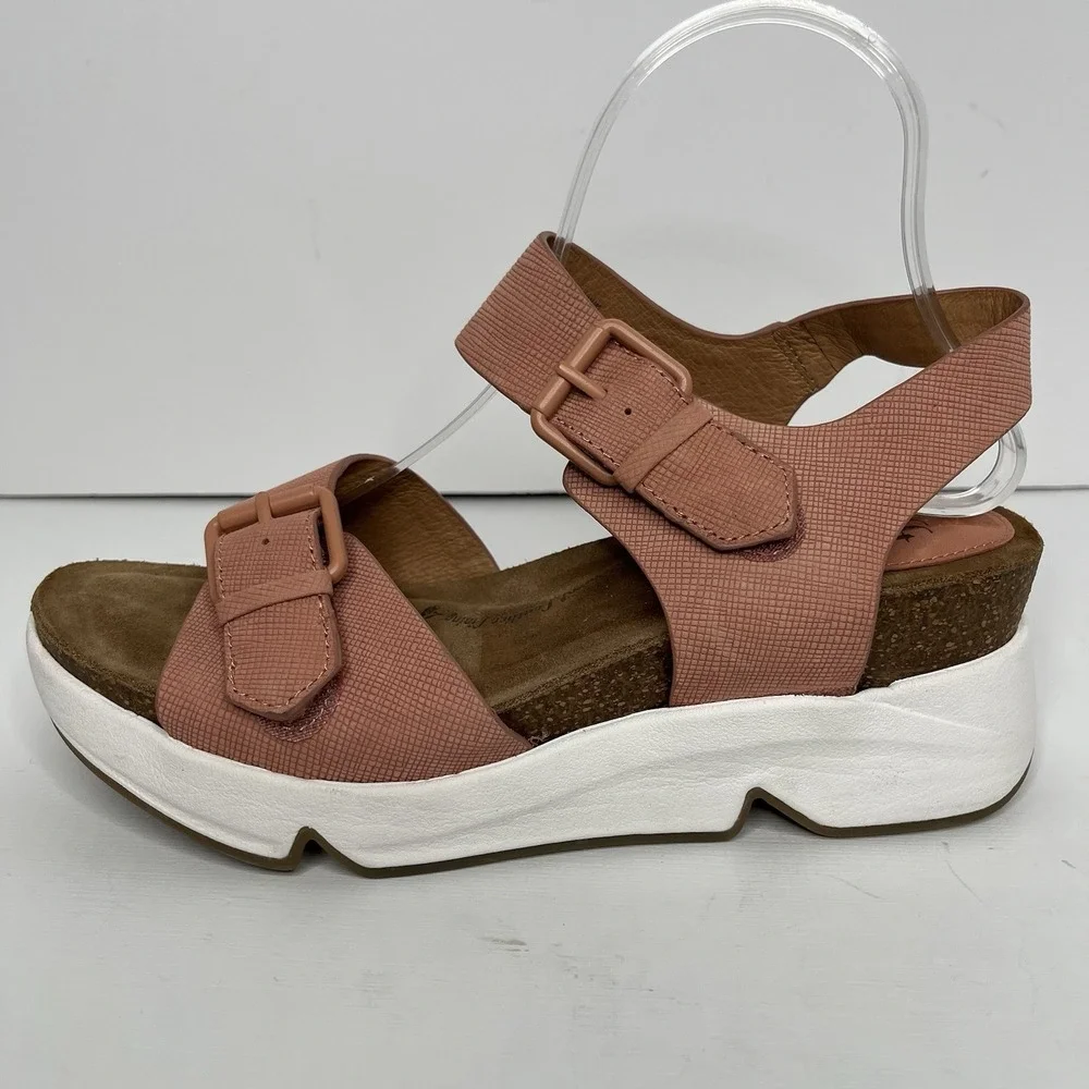 Sofft Sandals Womens 9 M Castello Ankle Strap Earth Leather Comfort Wedge Heels
